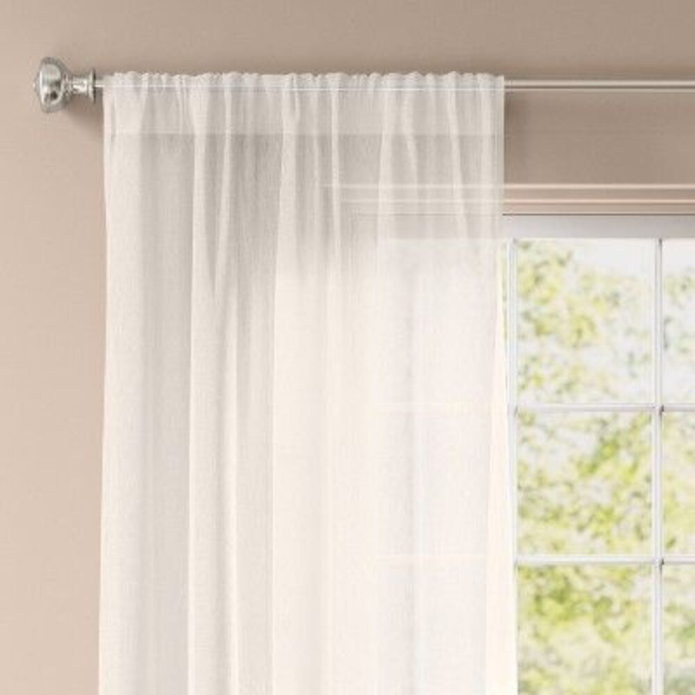 Threshold - 54"x108" Light Filtering Textural Sheer Curtain Pa Ivory
